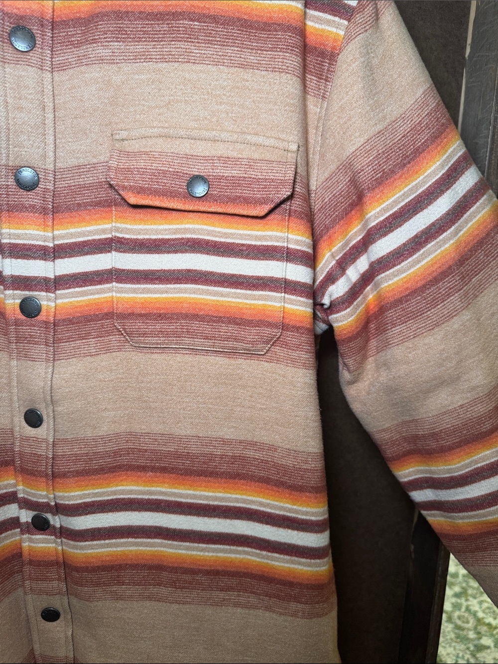 Pendleton Striped Wool Shirt Jacket in Tan, Rust & Orange - Picture 3 of 6